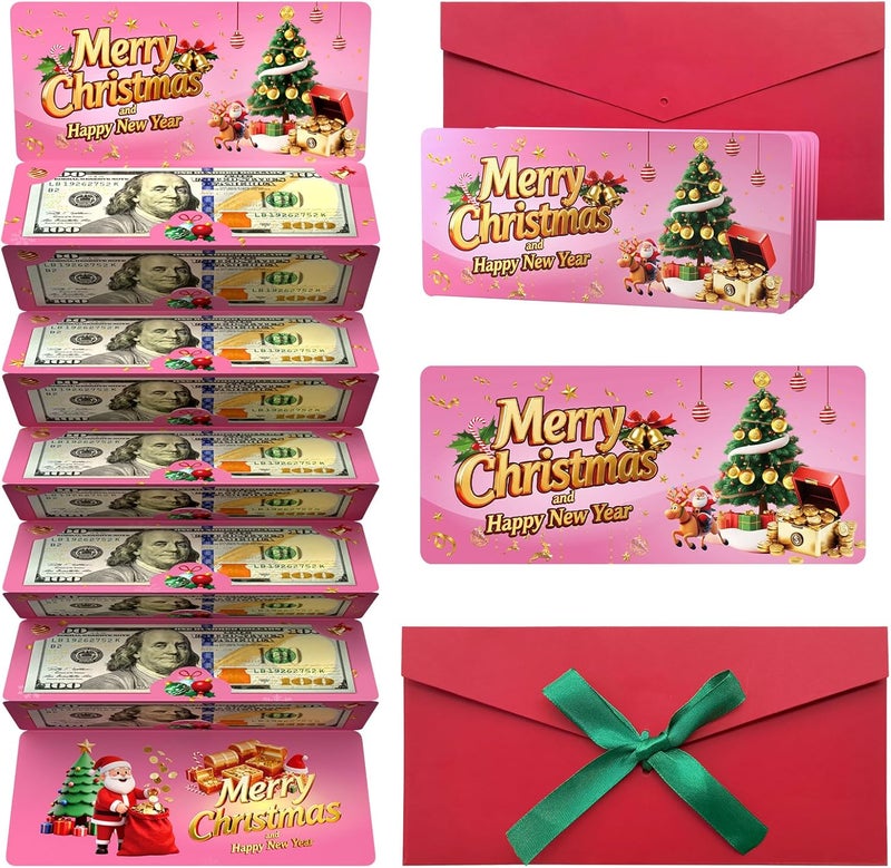 Yzryth Christmas Money Holders For Cash, Christmas Cash Gift Envelopes 10 Slots, Merry Gifts Card Ideas For Teen Women Men (PINK) - Image 1